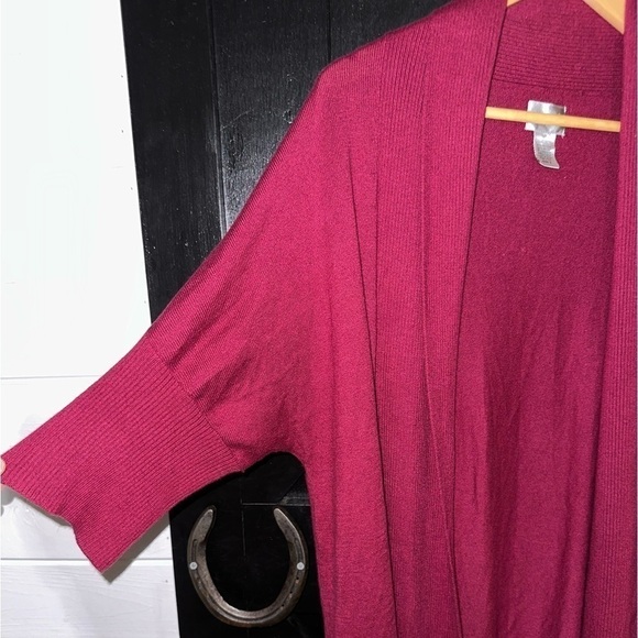 Chico's Dolman Sleeve Open Front Cardigan Womens 3 (XL) Natural Soft Cozy Wine - Picture 3 of 9